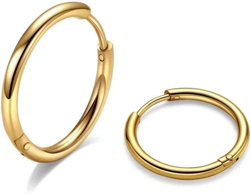 Aretes de aro Huggie para mujeres y hombres, acero inoxidable quirúrgico 316L, 0.236 in, 0.315 in, 0.394 in, para hombre, aretes de aro para