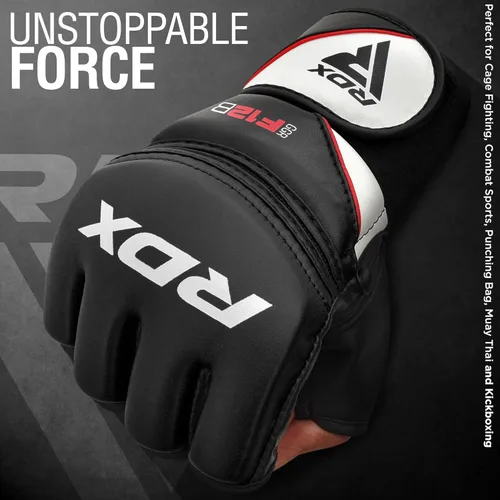 Miniatura 2 de RDX Guantes MMA Grappling Sparring, Cuero Maya Hide, Guantes de Boxeo Hombres Mujeres Muay Thai Artes Marciales Entrenamiento, Mitones Ajustables