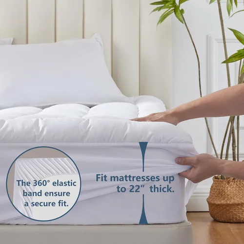 Miniatura 3 de CozyLux Protector de Colchón Tamaño Individual con Pillow Top de Algodón Refrescante, Cubrecolchón de 8-21" de Bolsillo Profundo, Funda de Colchón