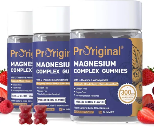 Miniatura 9 de Gomitas de magnesio para el estrés y el sueño - Complejo de magnesio de 300 mg con glicinato, citrato, malato y taurato - Apoya la relajación