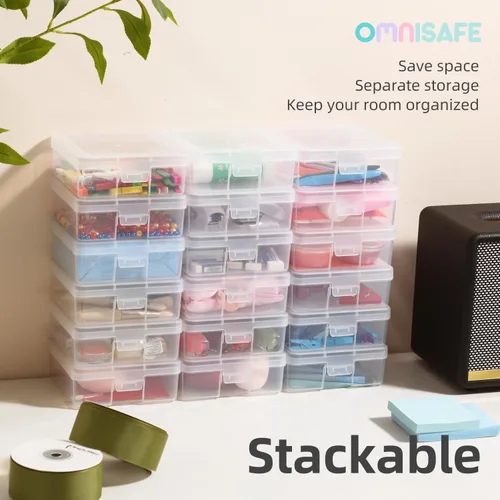 Miniatura 3 de Paquete de 18 Cajas Organizadoras Pequeñas de Plástico para Manualidades y Artesanías, Contenedores de Almacenamiento de Plástico Transparente