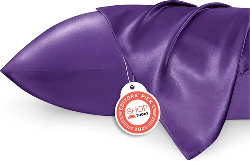 Miniatura 58 de Bedsure Paquete de 2 fundas de almohada de satén similares a las fundas de almohada de seda tamaño estándar, funda de almohada para mujeres que 01