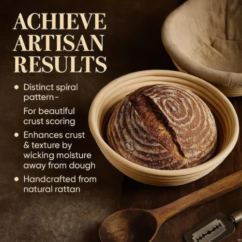 Miniatura 9 de Cesta para fermentación de pan Banneton - Suministros para hornear pan de masa madre – Kit de inicio para masa madre – Cesta para fermentación