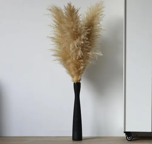 AETVRNI Jarrón de cerámica negra de 16 pulgadas de alto, para hierba de las pampas, jarrones delgados minimalistas para decoración del hogar, Negro