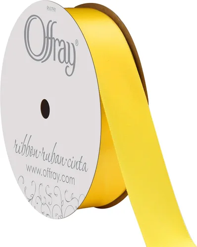 Miniatura 28 de Offray Cinta doble faz de satén, carrete de 7/8 pulgadas de ancho x 20 yardas, color blanco envejecido