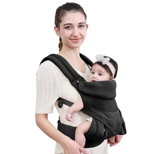 Miniatura 12 de Portabebés de doble anillo para recién nacidos a niños pequeños, de muselina ajustable, soporte para bufanda, regalo ideal para bebés para nuevos