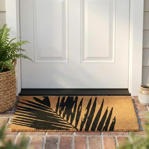 Miniatura 26 de Fab Habitat Felpudo extra grueso, tejido a mano, duradero, fibra de coco natural, entrada, puerta delantera, porche, patio, pájaros en rama, gris