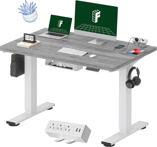 Miniatura 33 de FLEXISPOT EN2 Escritorio de pie de una pieza completa con regleta de alimentación de abrazadera, escritorio eléctrico de altura ajustable de 40 x 24
