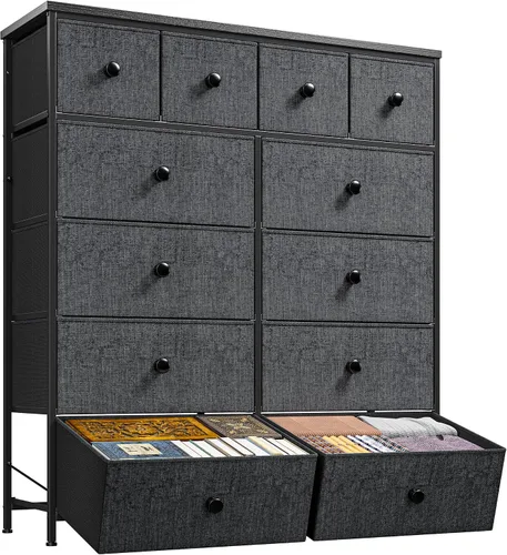 Miniatura 10 de Romorgniz - Cómoda para dormitorio con organizador de cajones de almacenamiento, cómodas y baúles de tela, marco de metal resistente, parte superior