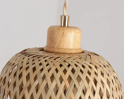 Miniatura 5 de Lámpara colgante de bambú de una sola luz, cesta bohemia ajustable hecha a mano, tejida a mano, mini iluminación colgante para cocina, isla