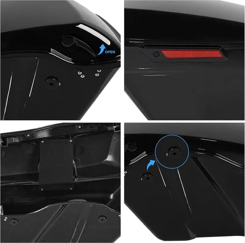 Miniatura 7 de TCT-MOTORPARTS - Alforjas rígidas completas con pestillo negro Negro vívido con pestillos negros