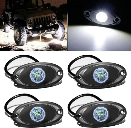 Luz LED de 4 cápsulas para Jeep, ATV, SUV, todoterreno, coche, camión, barco, mapa, luces de carga, bajo la carrocería, luz LED de neón, Blanco
