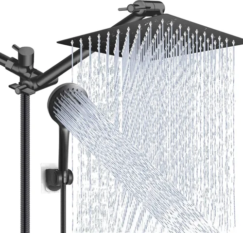 Miniatura 9 de PinWin Moderno cabezal de ducha cuadrado grande de 12 pulgadas con 5 modos de ducha de mano, brazo ajustable, fácil instalación sin herramientas