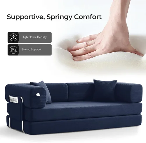 Miniatura 6 de Sofá cama convertible de 79 pulgadas con almohadas, sofá cama plegable de pana con marco de forma fija, sofá sin hueso para sala de estar
