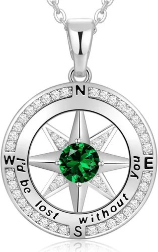Miniatura 52 de Peeshow Collar para mujer, brújula, piedra natal, joyería de cumpleaños, aniversario, ideas para su novia, regalo romántico de amor en Navidad, día