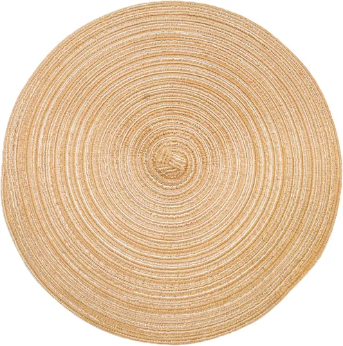 Miniatura 8 de Juego de 4 manteles individuales redondos trenzados, resistentes al calor, 11.8 pulgadas, para mesa de cocina, color beige