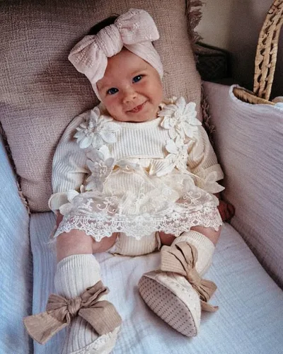 Miniatura 2 de Mameluco para bebé recién nacido, manga larga, con volantes, vestido floral 3D, ropa de otoño