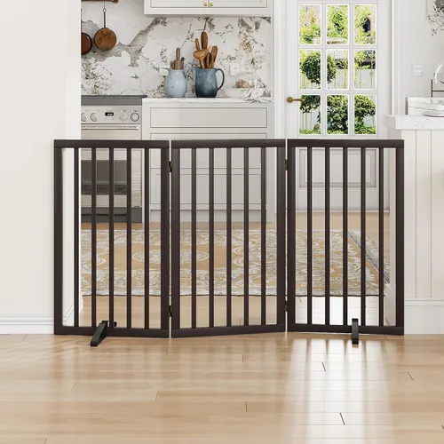 Puerta para perros de 32 pulgadas de alto, puerta independiente para perros, para escaleras, puerta plegable para mascotas para perros de interior