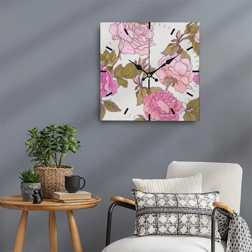 Miniatura 5 de Pink Roses Flower Bloom Battery Operated Clock Clocks for Bedroom Battery Operated Wall Clock Non Ticking Silent Clocks Garage for Kitchen Bathroom