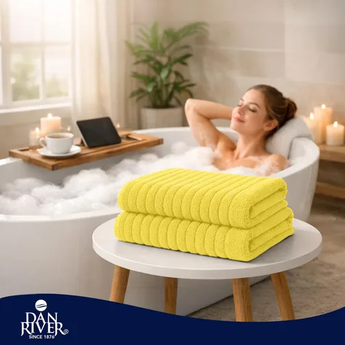 Miniatura 162 de DAN RIVER Paquete de 2 sábanas de baño de 35x70 pulgadas, sábanas de baño jumbo acanaladas para adultos, toallas grandes gruesas y absorbentes