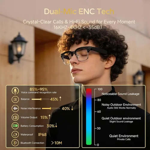Miniatura 3 de Lentes inteligentes AI con cámara, video HD 4K de 8 MP y captura de fotos, traducción en tiempo real, gafas de grabación con asistente de IA, audio