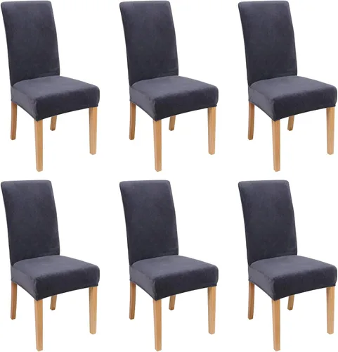 Miniatura 21 de smiry - Fundas para sillas de comedor de terciopelo elástico y suave, extraíbles, Terciopelo, Beige