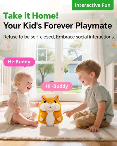 Miniatura 3 de TWORIVER Juguete de hámster parlante para niños de 2 a 4 años, repite lo que dices, juguete interactivo de peluche, juguete de aprendizaje de habla