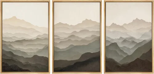 Miniatura 75 de SIGNWIN Lienzo enmarcado para pared, juego de arte de collage de hojas transparentes en blanco y negro, ilustraciones de naturaleza silvestre, arte
