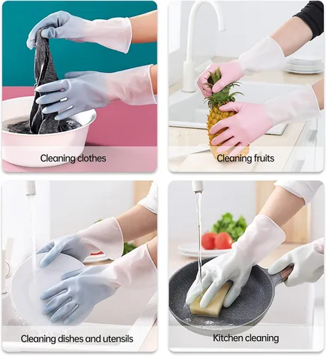 Miniatura 4 de Guantes de goma para lavavajillas, guantes de limpieza para mujeres, guantes de lavado de platos, talla M. Perfectos para mujeres y hombres
