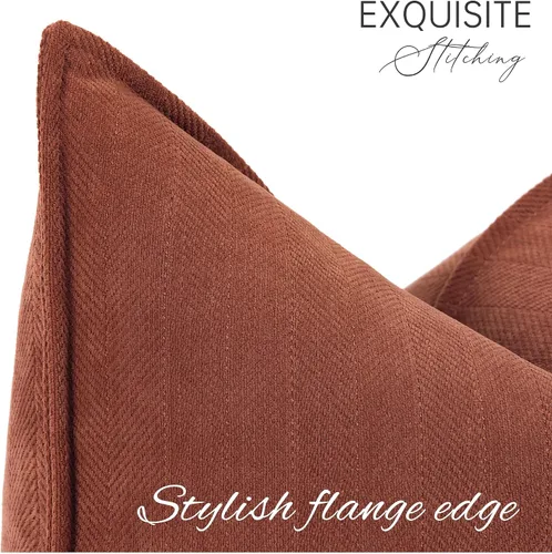 Miniatura 4 de ZWJD Fundas de Almohada para Lanzar de Color Rust 18x18 Juego de 2 Fundas de Almohada de Chenilla con Diseño Elegante Fundas de Almohada Decorativas