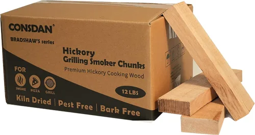 Miniatura 9 de CONSDAN Astillas de madera de nogal para ahumador y barbacoa, cultivadas en Estados Unidos, secadas al horno, trozos de madera natural (12 libras)