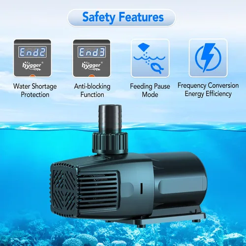 Miniatura 5 de hygger Bomba de agua ajustable para acuario de 24 V CC, bomba de retorno silencioso de 30 dB, control de flujo de 10 velocidades, protección