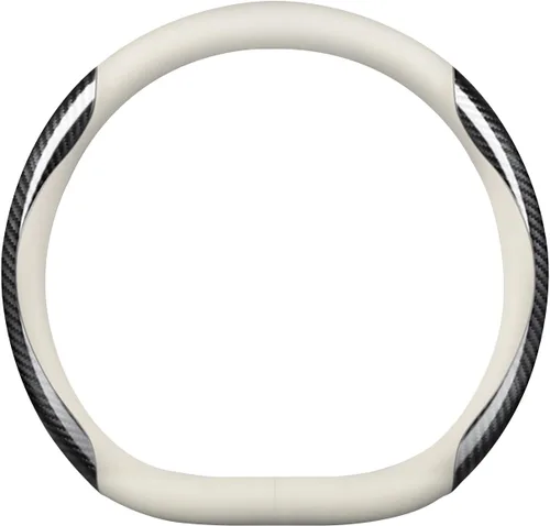 Miniatura 7 de Ergocar Fundas para volante, tipo D, de fibra de carbono, cubierta de volante de cuero, forro de malla antideslizante, adecuado para volante de 15