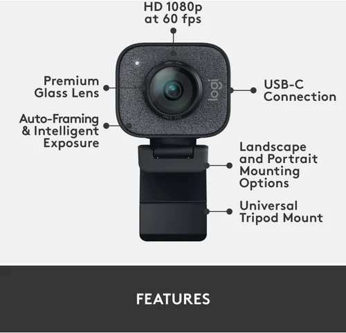 Miniatura 7 de Logitech Cámara web StreamCam Plus con soporte para trípode (grafito)