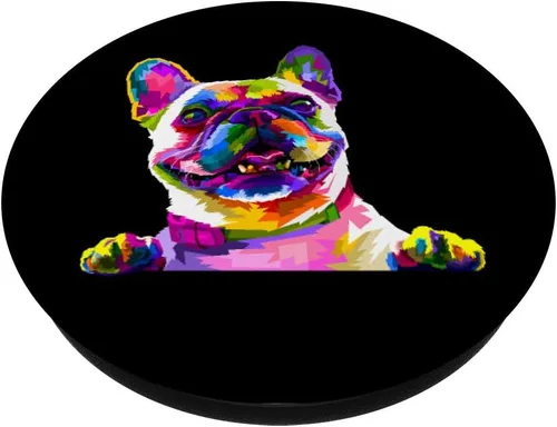 Miniatura 2 de Colorido Bulldog francés pintura arte mascota perro mamá PopSockets agarre y soporte para teléfonos y tabletas