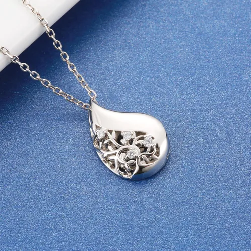 Miniatura 2 de Collar de urna de lágrima de plata de ley 925 para cenizas, árbol genealógico, recuerdo, cremación, joyería conmemorativa para mujeres, Plata
