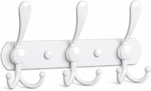 Miniatura 14 de YUNISS Perchero montado en la pared, 3 ganchos triangulares de acero inoxidable para abrigos, sombreros, batas, toallas en recibidor y entrada Negro
