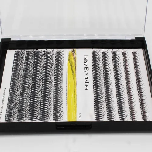 Miniatura 3 de 1 bandeja, 400 unidades Beauty Nature Long Fishtail Style Pestañas falsas individuales, racimos mezclados de 0.315-0.630 in de alto volumen 3D