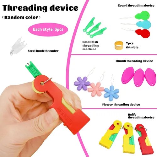 Miniatura 2 de Fedmut Enhebradores de agujas para coser a mano, herramienta de enhebrador de agujas de bordar, 20 piezas para coser a mano, máquina de coser