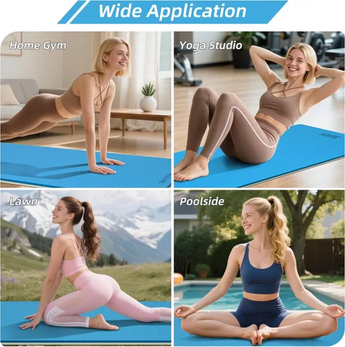 Miniatura 6 de HAHE Extra Thick Yoga Mat, 72"Lx32"Wx0.4"Th (10mm), Wide Non-slip Exercise Mats with Carry Strap, Double-Sided POE Fitness Mat for Yoga, Pilates &