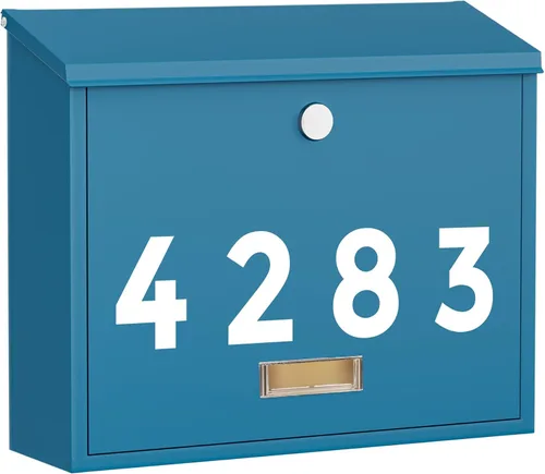 Miniatura 15 de LAND·VOI Buzón con cerradura montado en la pared, buzón de metal con tres juegos de calcomanías de números de buzón de correo, 4 llaves, 14.4" x