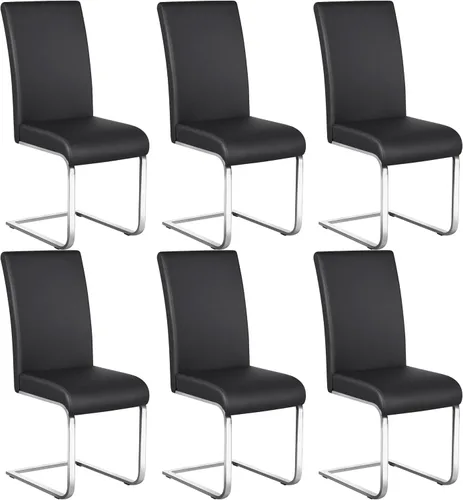 Miniatura 13 de Yaheetech Juego de 2 sillas de comedor modernas tapizadas de piel sintética con respaldo alto y patas metálicas cromadas para cocina, sala de estar