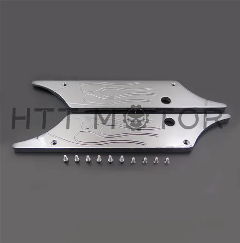 Miniatura 3 de Funda de pestillo para alforja compatible con H-D Touring 1993-2013, funda de pestillo de billete grabada en cromo con llama