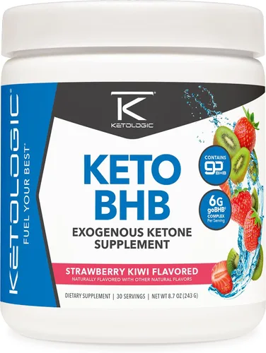 Ketologic Keto BHB (sabor fresa y kiwi) 30 porciones - Suplemento de cetona exógena con goBHB, sales de beta-hidroxibutirato