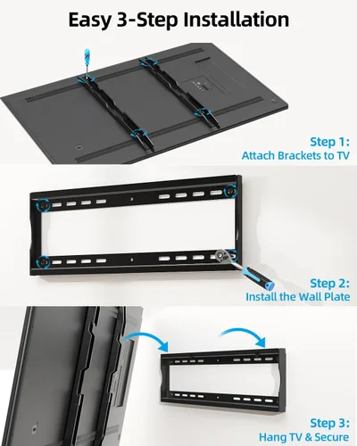 Miniatura 7 de HOME VISION Soporte de pared de TV resistente para televisores de 42 a 100 pulgadas, se adapta a televisores TCL y Samsung de 98 pulgadas, acero