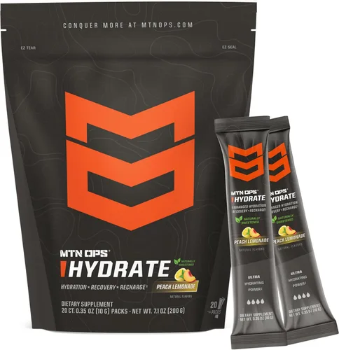 Miniatura 16 de MTN OPS Hydrate Electrolytes - Mezcla de bebida en polvo, 20 paquetes de electrolitos individuales para llevar con más de 1000 mg de electrolitos