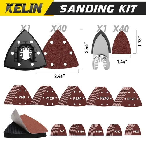 Miniatura 4 de KELIN 118 PCS Juego de Cuchillas Multiherramienta de Corte y Papel de Lija Accesorios de Herramientas Oscilantes Universales Cuchillas de Sierra