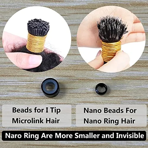 Miniatura 6 de Extensión de cabello humano lacio tipo afro con nano anillo, preunido, cabello Remy brasileño microlink grueso Yaki Nano Ring I Tip extensiones