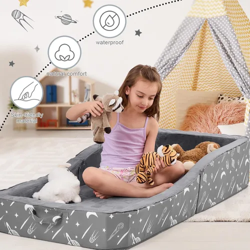Miniatura 8 de JOYWOO Cama de suelo para niños pequeños, cama de viaje para niños de 3 a 6 años, camas plegables portátiles para niños pequeños, para el hogar