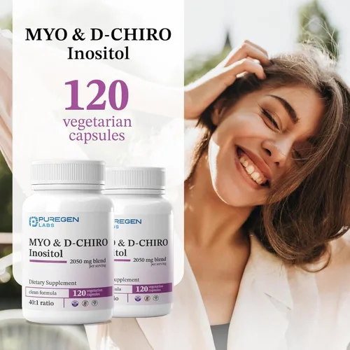 Miniatura 6 de Puregen Labs - Suplemento de inositol Myo inositol y D-Chiro Inositol 2050mg - 120 cápsulas vegetales Sin aditivos nocivos Sin OMG, sin gluten